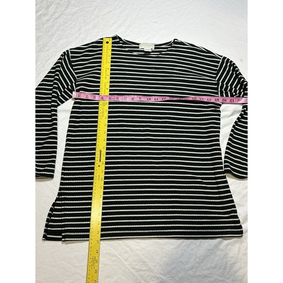 Vintage 90s Express Tricot Long Sleeve Women Sz S Top Black White Striped - Picture 4 of 8